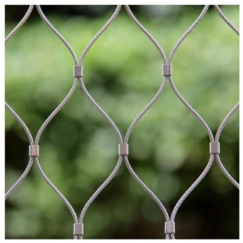 GZHERVICES 304 Stainless Steel Wire Rope Netting, Flexible Cable Balustrade Rope Mesh, Balcony Stair Fall Protection Fence, Animal Barrier, DIY Decorative Fence Netting Easy to Cut(Silver-3mm,2x9m)