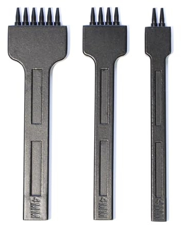 CRAFTPOINT Leder Locher Set, 4 mm, 3 Stück Edelstahl-Auswerfer mit 1 mm Rundlöchern, Leder-Stanzwerkzeug für Gürtel und Taschen