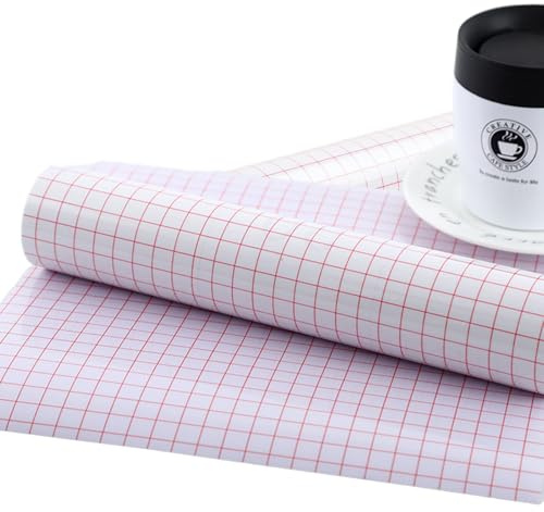 RTSHUK Transferfolie Plotter für Plotterfolie, 30.5cmx10m übertragungsfolie mit Rot Ausrichtungsgitter übertragungsfolie Rolle Vinylfolie Plotter Zubehör für Schilder Aufkleber DIY
