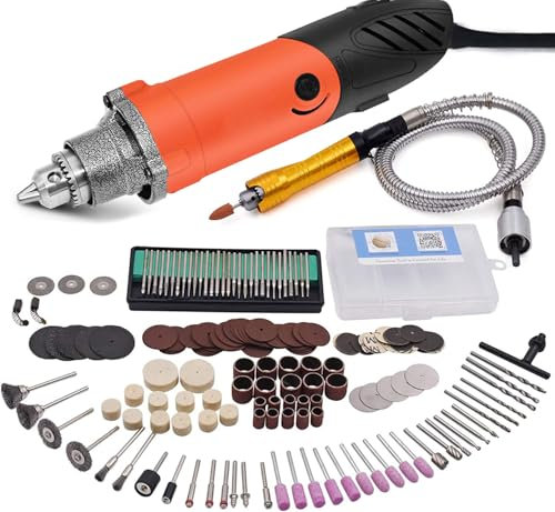 GOXAWEE Utensile Multifunzione 240W, 6 Velocità Regolabili 8000-32000 giri/min, Set con 170 Accessori per Intaglio, Fresatura, Levigatura