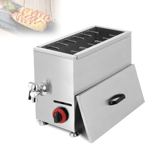 VzxCrue Electric Deep Korean Corn Dog Machine,Electric Cheese Hot Dog Sticks Maker Machine,with Precise Thermostat,for Snack Bar, Restaurant, Home Gas