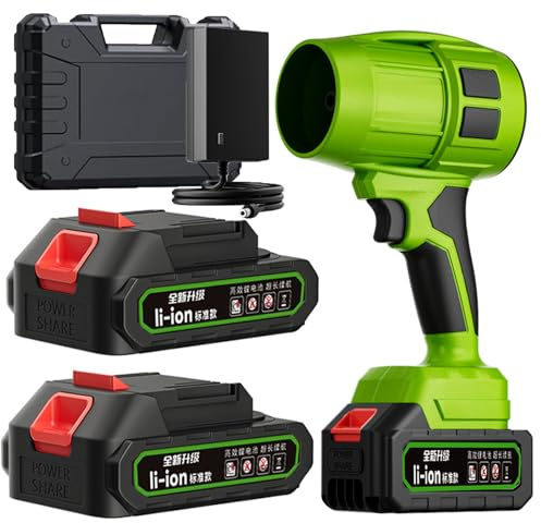 Souffleur Batterie, Seese Pro Le Souffleur sans Fil Ultra Puissant, Ultra Léger, ExtéRieur Feuilles Portable Turbocompressé Au Lithium, pour Nettoyage de ExtéRieur/Cour/Terrasse/Voiture (2 Batterie)