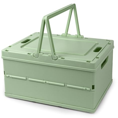 Vivikivi Collapsible Storage Crate,Plastic Storage Box, Green