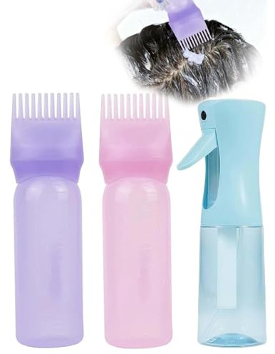 HAOXIZI 2 aplicadores de aceite para el cabello, con botella pulverizadora de agua, botella aplicadora de aceite para el cabello, botellas escalables, aplicador de botellas de raíz, para medicamentos