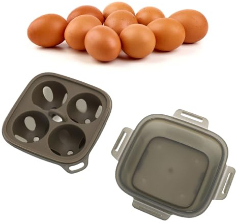 Luocute Porte-œufs, 4 Boîtes de Rangement Portables, Conteneur D'œufs en Silicone PP Résistant aux Chocs pour Camping Pique-nique Randonnée Cuisine Extérieure