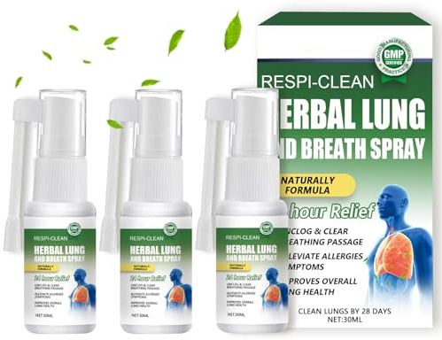 Herbal Lung Spray, 3 Stück Lungenreinigungsspray für Eine Bessere Atmung, Lung Cleansing Spray Natürliche Pflanzenextrakte Kräuter, Lungenreinigungs & Reparaturspray, Tragbarkeit, Täglich Anwenden