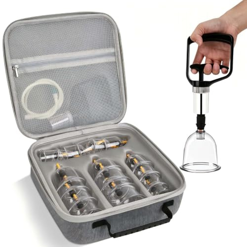 OBLITOP Juego de 16 tazas de terapia de ventosas, tamaño grande V2.0 para mujeres y hombres, taza de vacío para alivio del dolor corporal, músculo, espalda, masaje, succión, celulitis, dispositivo de