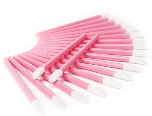 Engångsläppborstar, mini läppborste, läppborste, korrigeringsborste, läppborste läppapplikator perfekt sminkverktygssatser (100, rosa)