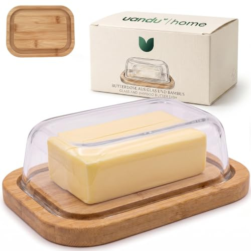 uandu Burriera in vetro con coperchio, per 250 g di burro