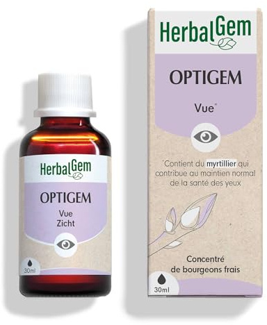 HerbalGem OptiGem Bio Complexe Confort Visuel 30 ml | Myrtillier, genévrier et lutéine pour soutenir le confort des yeux. Extrait de bourgeon concentré, dès 13 ans.
