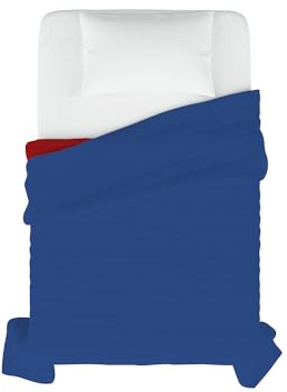 Elegant Sommer Steppdecke royal blau/rot, 100% Mikrofaser, 170x270cm