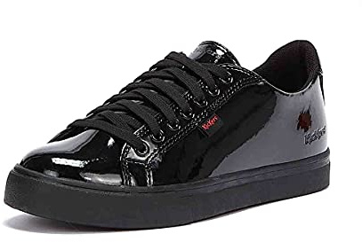 Kickers Teen Girl's Tovni Lacer Patent Leather Black School Shoes, 6 UK