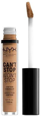 NYX Professional Makeup Can't Stop Won't Stop Contour Concealer - wasserfester flüssiger Abdeckstift, Kaschieren & Highlighten, 3, 5 ml, Golden Honey 14