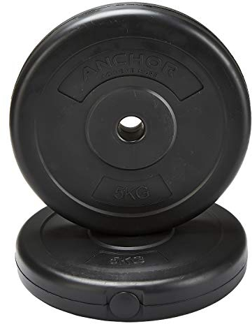 Weight plate disc vinyl (1 inch) weights set for lifting Dumbbell bars strength training home gym fitness workout 2.5kg, 5kg, 10kg, 20kg set (5kg x 2 = 10kg)