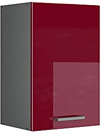 Vicco Hängeschrank R-Line, Rot Hochglanz, 40 cm | 1 Tür · 1 Einlegeboden · Tiefe – 31 cm · ✓ Frei kombinierbar · ✓ Praktischer Stauraum