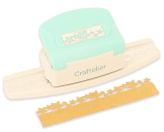 Craftelier - Randstanzer Ausgestanzte Sterne für Scrapbooking | Druckhebel, Papier Karton Basteln, durchgehendes Randmuster, Stanzgerät für Bastelarbeiten, 15 x 5,02 x 5,02 cm