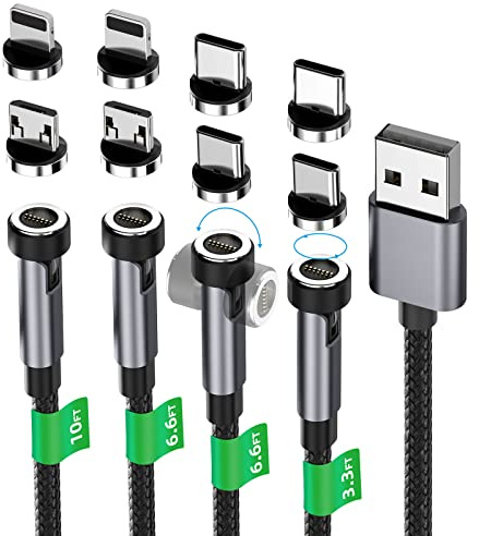 USB C kabel [4Pack 1m+2m+2m+3m] 3 in 1 ladekabel magnetisch 540 Grad Drehbarkeit Gerätestecker,Datenübertragung unterstützen Max. 3A Schnellladung Kompatibel mit iPhone iPad Samsung Type C kabel