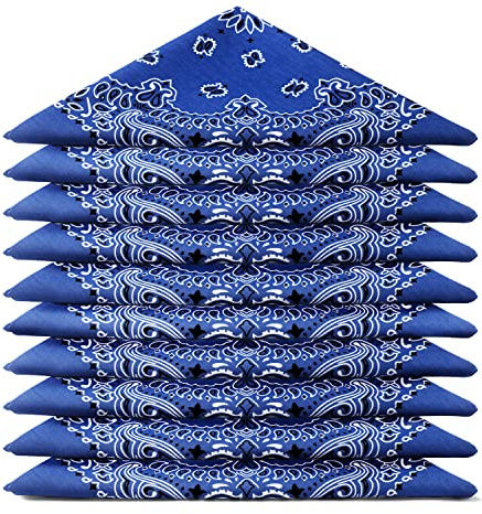 Karl Loven BANDANA 5 Stück Königsblau - Paisley Mandala Muster - 100% Baumwolle TÜV geprüft - Dicker Stoff - 20 Exklusivfarben
