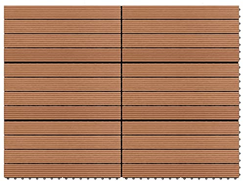 Tidyard 6 STK. WPC Fliesen Terrassenfliesen Holzfliese Fliese Balkon Bodenbelag Gartenfliese Klickfliesen Balkonfliese Braun 60x30cm 1m²