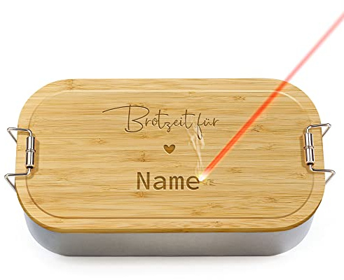 Print Royal Brotdose mit Gravur selbst gestalten - Brotzeit - mit Name personalisieren - Geschenk Familie, Freunde, Geburtstag, Schule, Camping - Lunchbox, Holzdeckel, BPA-frei, 600 ml