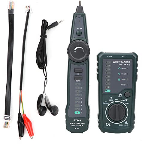 Tester per cavi telefonici/di rete + auricolari - Tester per reti telefoniche da 100 metri RJ45 RJ11 Kit di localizzazione per cavi LAN