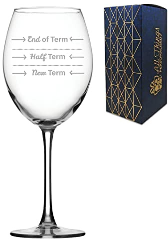 Bicchiere da vino grande inciso, idea regalo per insegnante, fine termine, a metà termine, bicchiere da 538 ml