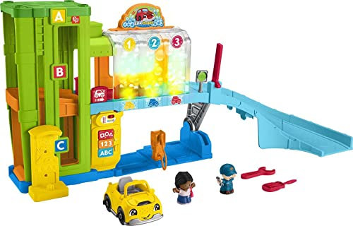 Fisher-Price Little People Toddler Toy Light-Up Learning Garage Playset with Smart Stages, Car & Ramp for Pretend Play Kids Ages 1+ Years