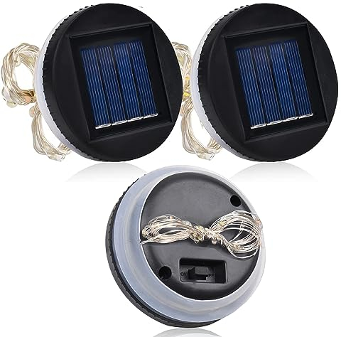 Solar Lights Replacement Top 3.35 in Silicone Edge LED Solar Mason Jar Lid Lights with Warm White Solar Lights Replacement Solar Light Parts for Outdoor Garden Lanterns,3 Pack