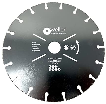 WELLERWERKZEUGE | Multi Sägeblatt Trennscheibe 180x22,23mm Winkelschleifer für Laminat Holz Kunststoff Nagelfest