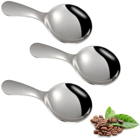 KAEGOUSY 4 Pcs Stainless Steel Short Handle Spoons Mini Short Handle Spoon Stainless Steel Coffee Spoons Short Handles Tea Coffee Scoop Sugar Spice Spoon for Kitchen