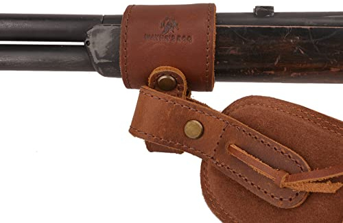 Adjustable Holster Leather Gun Sling Loops for Not Drilling Wood of Your Rifle or Shotgun (Brown)
