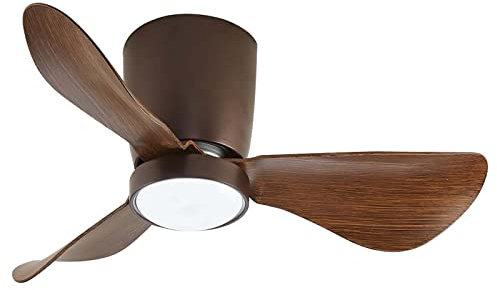 Lampadario Con Ventilatore Da Soffitto 3 Pale Grano Di Legno DC Reversibile Timer 6 Velocità Ventilatori Soffitto Con Lampada Silenzioso LED Dimmerabile Con Telecomando Per Camera Da Letto-Brown