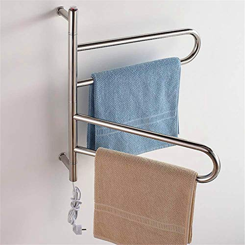 Scaldasalviette scaldasalviette da parete per bagno, spina elettrica ad alta efficienza energetica in portasciugamani riscaldato, scaldasalviette a parete a 4 barre e stendibiancheria per bagno casa i