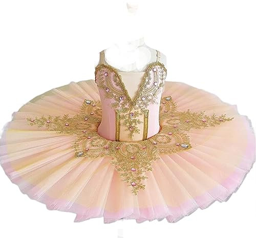 EFLALYHG Ballett-Tutu für Mädchen, Bestickt mit Pailletten, Netz-Tutu-Kleid, Schwanensee, Ballerina, Performance, Tanzbekleidung, Party, Wettbewerb, Kostüm,A8,130