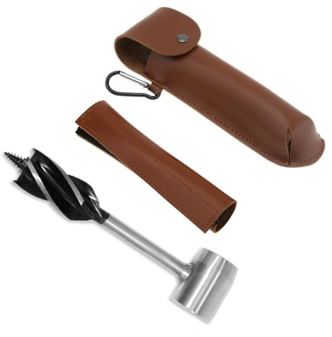 Omninmo Bushcraft Perceuse à bois manuelle portable multifonction pour le travail du bois Outil manuel pour percer des trous en bois Outil de survie pour le camping et la nature sauvage