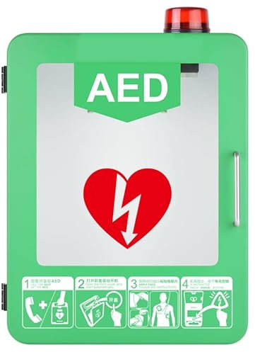 Armadietto di stoccaggio per defibrillatore DAE, scatola di allarme per defibrillazione cardiaca in plastica montata a parete con sistema di allarme, posizione della partizione regolabile, controllo