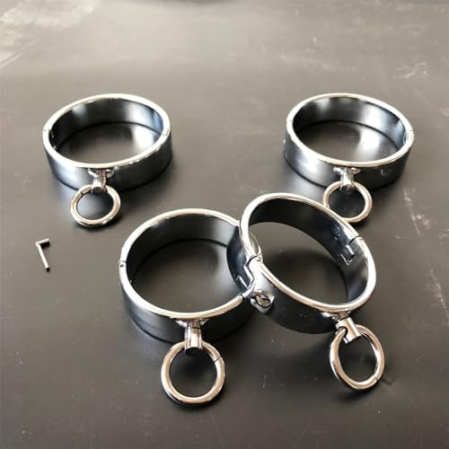 Metall Abschließbares Handschellen und Fußfesseln für Paare, BDSM Bondage Handgelenk Manschette Legcuff SM Fesseln Fetisch Sklave Erotik Sex Spielzeug für Frauen Männer,Silber,Männliche Hände