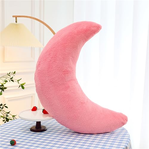Herfair Kuschelkissen Kinder Mondkissen Weiche Flauschige Mondform Sofakissen Zierkissen Plüsch Kissen für Kinderzimmer Deko (Rosa,55 cm/21.7 in)
