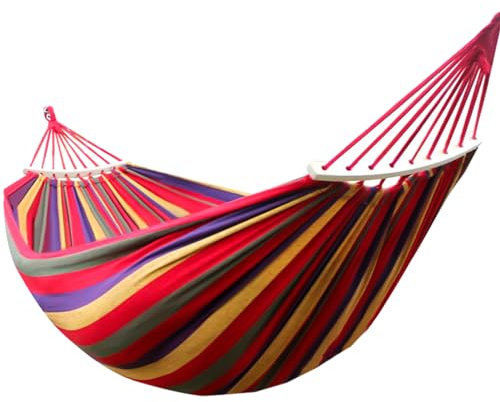 Xafrstyu Hängematte 190 x 150 cm, Outdoor Hängematten Stabhängematte, Hängematte Mit Schwebebalken, für Reise Camping Wandern Garten, Tragbar Und Atmungsaktiv, Belastbarkeit Bis 300 kg (Rot)