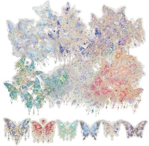 Tofficu 120stücke Holografische Aufkleber für Scrapbooking Diy-aufkleber Verschiedene Designs für Tagebücher Notizbücher und Bastelarbeiten