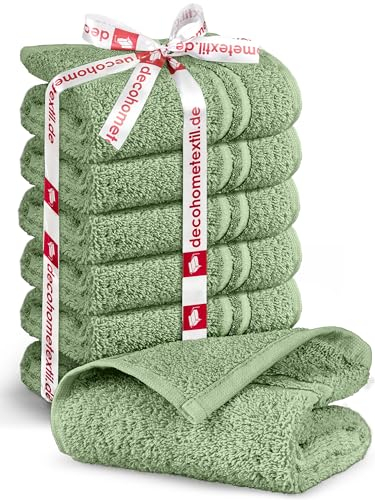 DecoHomeTextil Handtuch-Set 6 Gästetücher 30 x 50 cm in Salbeigrün aus 100% Baumwolle, hochwertig, kuschelweich und saugstark