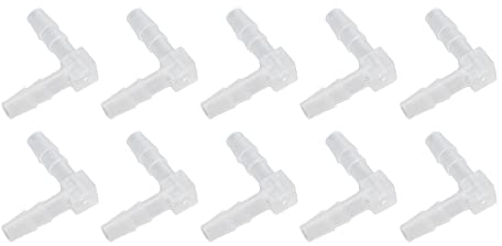 FLEXMAN 10 Stück Winkel Schlauchtülle, Passender 90 Grad Adapter mit Gleichem Widerhaken für Aquarien, Pharmazeutik, Lebensmittel und Getränke, Labor (4mm)