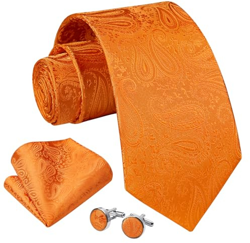 Enlision Herren Krawatte Paisley Krawatte für Männer Hochzeit Krawatten & Einstecktuch Manschettenknöpfe Set Formelle Business