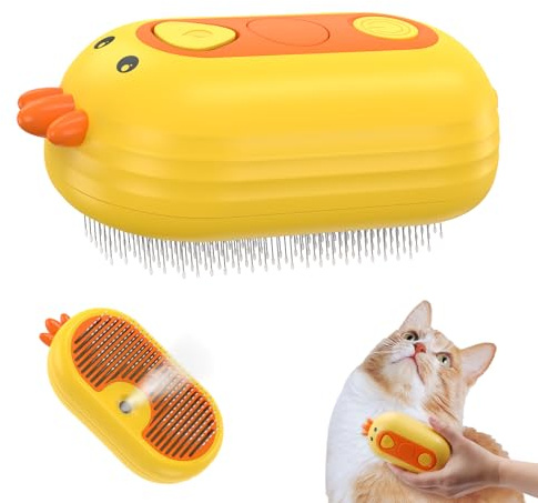 Ankilo Cat Brush for Short Haired Cats, Self Cleaning Steam Brush, Rechargeable, Rounded Pins for Small Dog Grooming