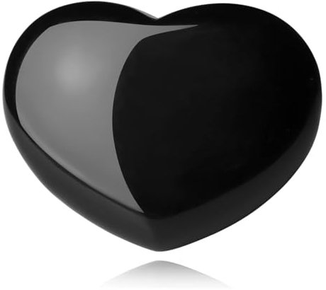 GXGM 1 Stück Glücksstein, Rosenquarz Stein, 45Mm Handschmeichler Stein, Rosenquarz Herz Groß Kristalle Heilkristalle, obsidian Herz Steine Für Angst Zu Lindern Valentinstag, Jahrestag, Muttertag(C)