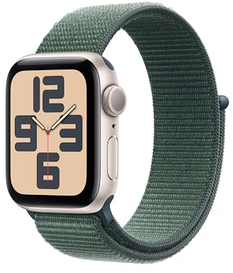 Apple watch Apple Watch SE GPS 40mm Boîtier en Aluminium Lumiere Stellaire avec Boucle Sport Vert lacustre