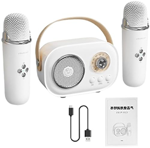Générique Compact Karaoke, portatile Karaoke Mic Set with Speaker, inclusi microfoni wireless per Home Entertainment and Festivals, Compact Design with 10m Range, Great for Family Fun and Parties