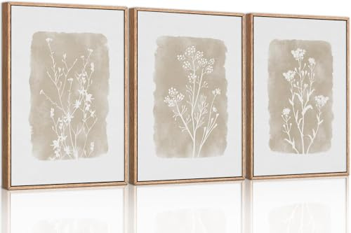 TOARTi Boho Vintage Poster 3er Set,Botanical Leinwand Bilder,Minimalistische Blumen Wandbilder für Schlafzimmer,Abstrakt Bauernhaus Wohnzimmer Dekor 30x40cm