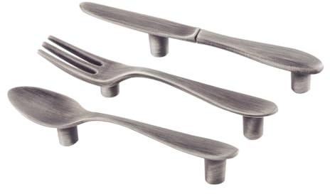 HOMSFOU 3Er Set Möbelgriffe 4.92In Kreative Besteck Türgriffe Messer Gabel Löffel Form Schrankgriff Für Küche Schubladen Möbel Modern