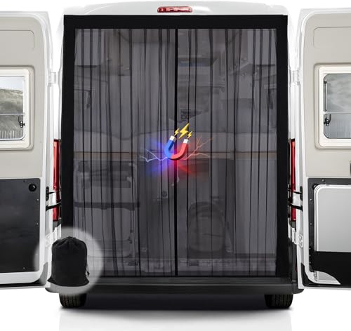 ZATOOTO Van insektsskärm med magnetism, bakdörr, magnetisk flygskärm för RAM ProMaster högt tak Ford transit högt tak, mittmagnetisk stängning för myggnät skjutdörr, 79 tum (h) x 67 tum (b)